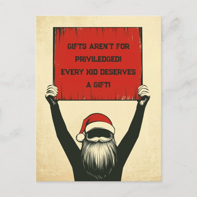 Naughty Person Protesting Santa Holiday Postcard (Front)