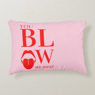 Naughty Pink Red Valentines Day Card Accent Pillow