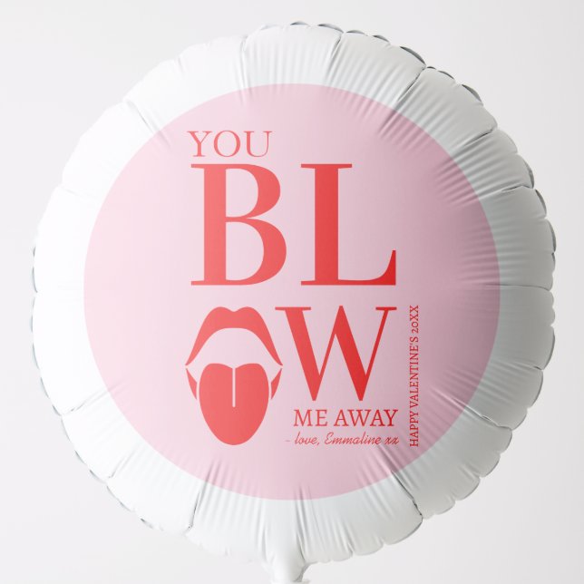 Naughty Pink Red Valentines Day Card Balloon (Front)
