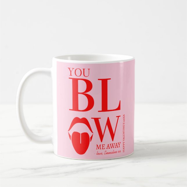 Naughty Pink Red Valentines Day Card Coffee Mug (Left)
