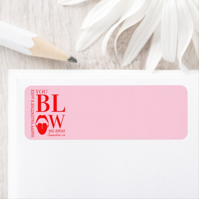 Naughty Pink Red Valentines Day Card Label (Insitu)