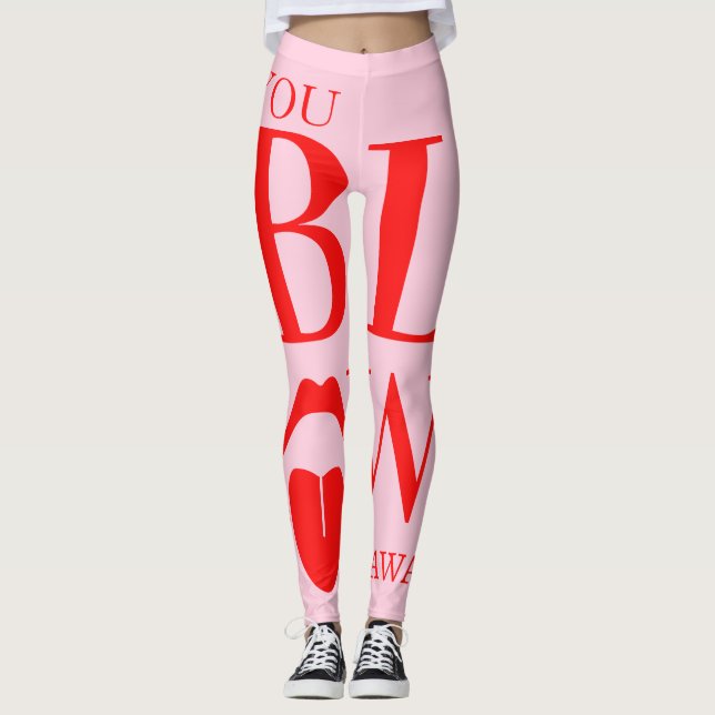 Naughty Pink Red Valentines Day Card Leggings (Front)