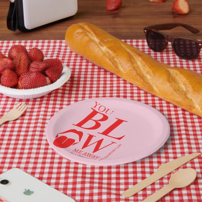 Naughty Pink Red Valentines Day Card Paper Plates (Picnic)