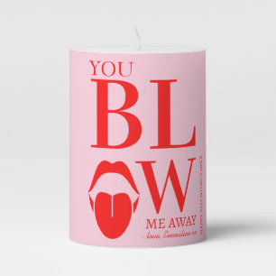 Naughty Pink Red Valentines Day Card Pillar Candle