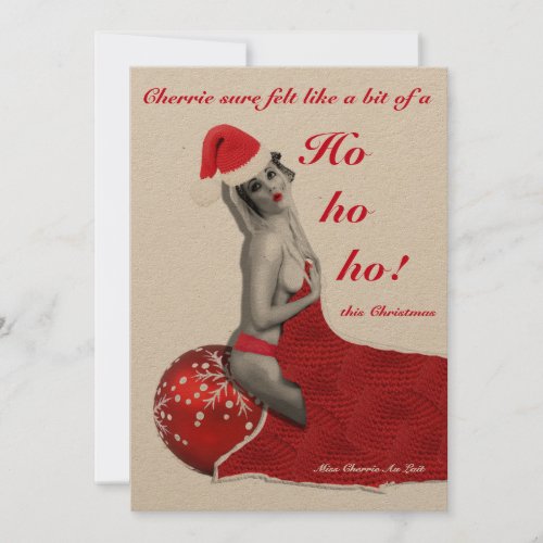 Naughty Pinup Joke Funny Rude FLAT Christmas Card