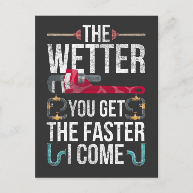 Naughty Plumber Husband and Father Plumbing Quote Postcard (Front)
