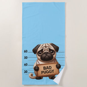 Naughty Pug Beach Towel
