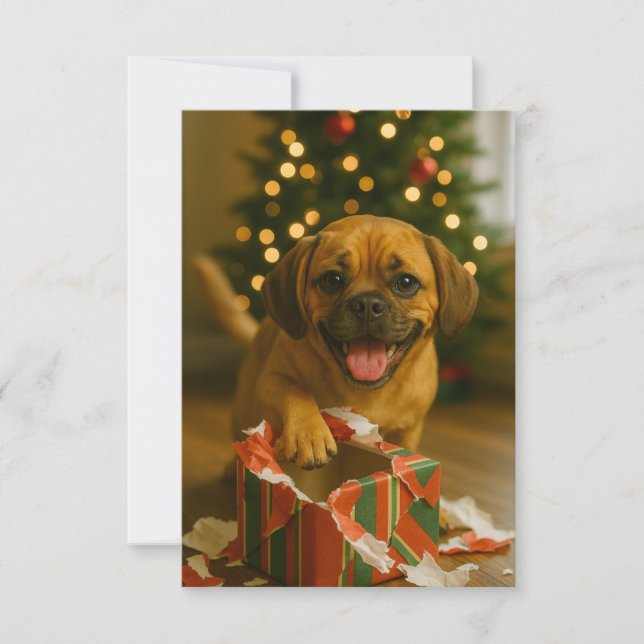 Naughty Puggle Christmas Card (Front)