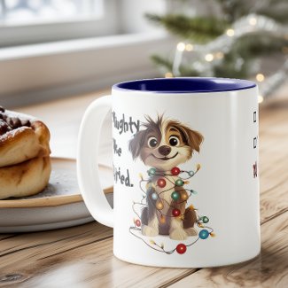 Naughty Puppy Santa Checklist Blue