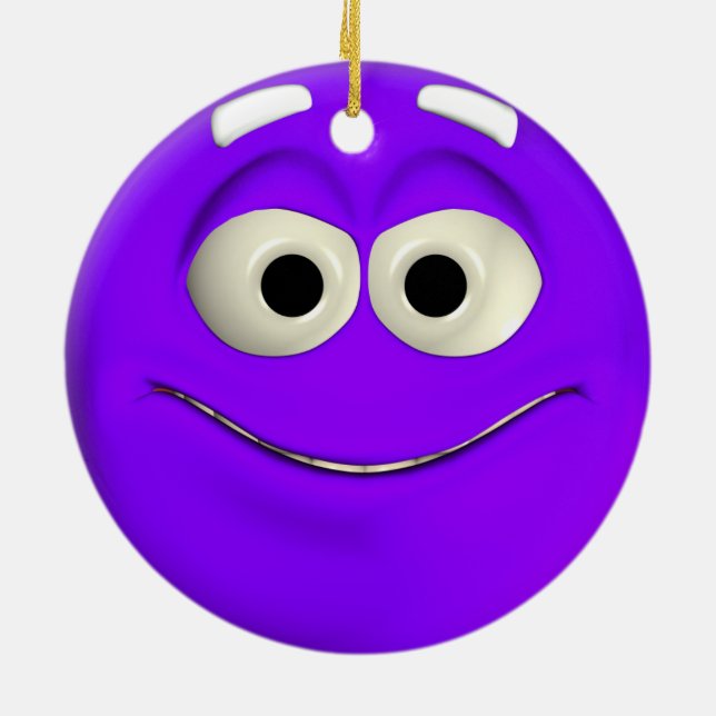 Naughty Purple Emoticon Ceramic Ornament (Back)