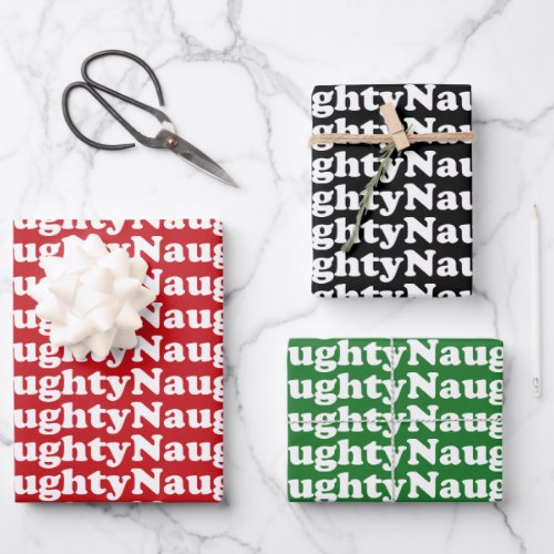 Naughty red green white black pattern funny cute  wrapping paper sheets