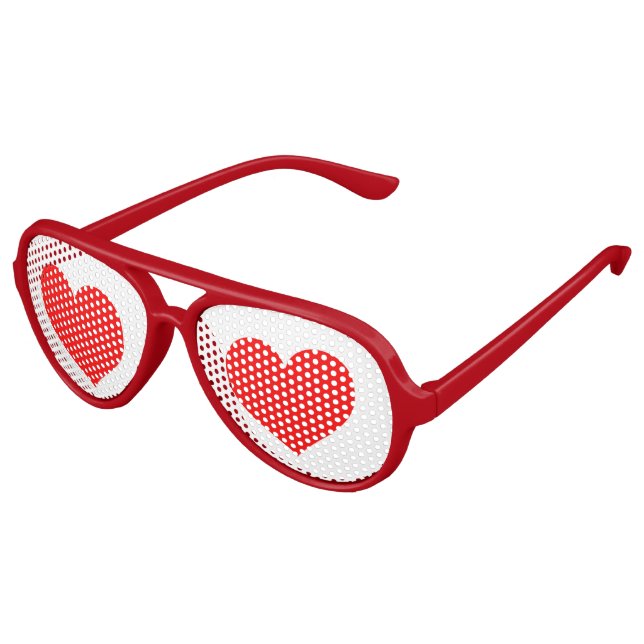 Naughty Red Hearts Funny Aviator Sunglasses (Angled)
