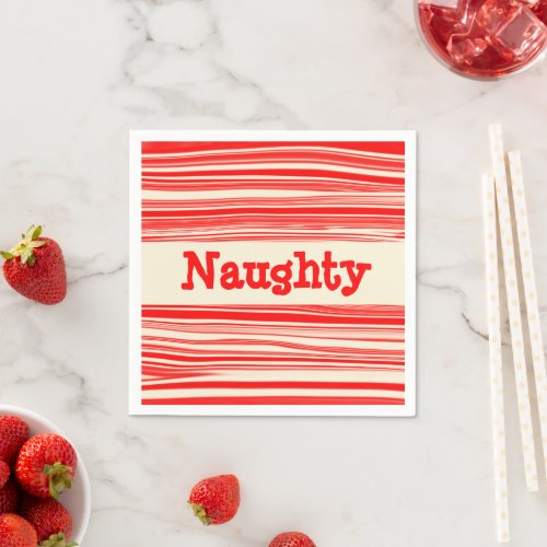 Naughty Red Peppermint Candy Marbled Stripes Napkins
