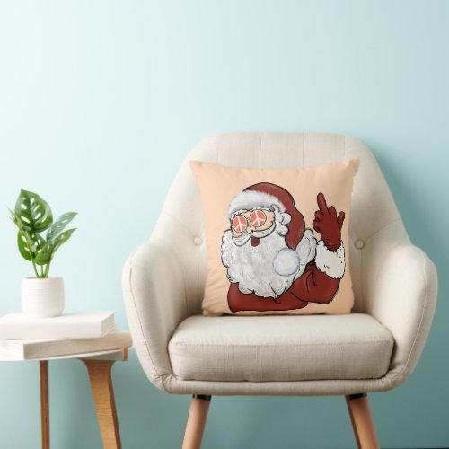 Naughty Retro Hipster Santa Christmas Throw Pillow