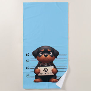 Naughty Rottweiler Beach Towel