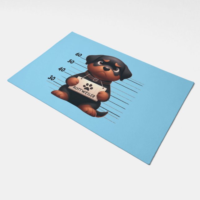 Naughty Rottweiler Doormat (Angled)