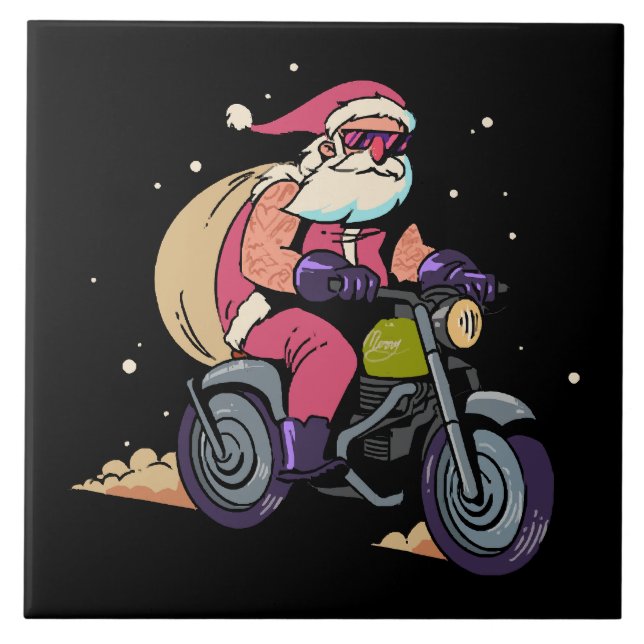 Naughty Santa Claus Ceramic Tile (Front)