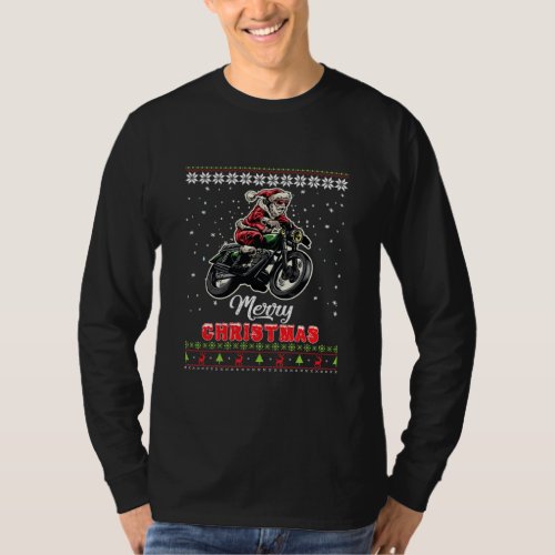 Naughty Santa Riding Motorcycle Christmas Dirt T_Shirt