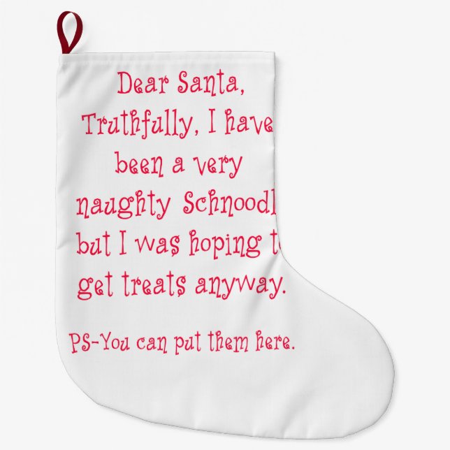 Naughty Schnoodle Large Christmas Stocking (Front)
