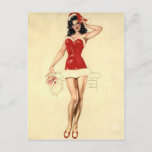 Naughty Secret Santa Pin Up Girl Holiday Postcard at Zazzle