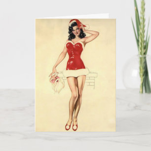 Naughty Secret SantaChristmas Pin-Up Greeting Card