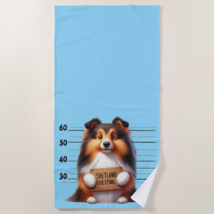 Naughty Shetland Sheepdog Beach Towel