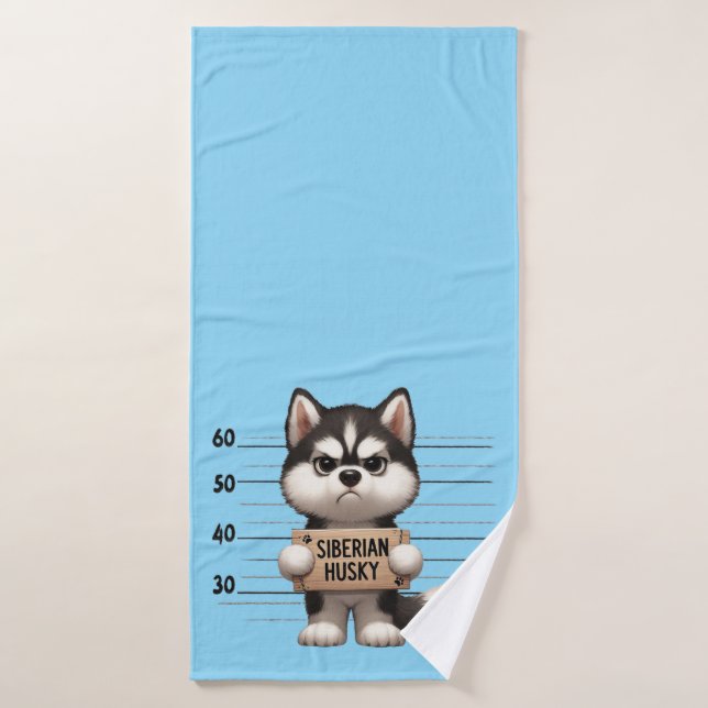 Naughty Siberian Husky  Bath Towel (Bath Towel)