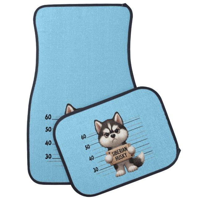 Naughty Siberian Husky Car Floor Mat (Set)