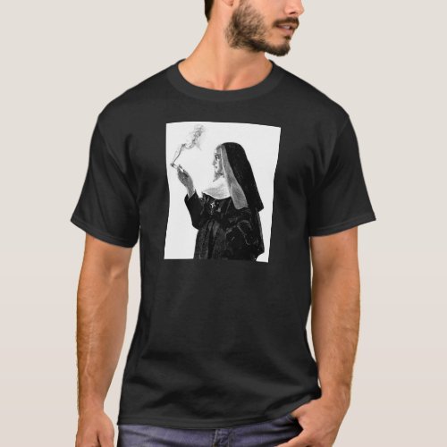 Naughty Smoking Nun T_Shirt