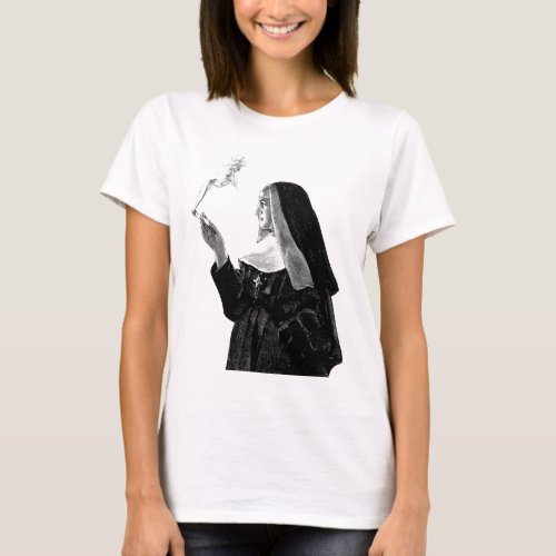Naughty Smoking Nun T_Shirt