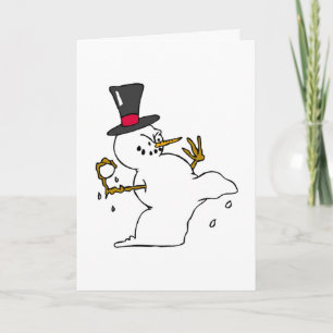 Naughty Snowman Winter Snowball Fight Holidays Holiday Card