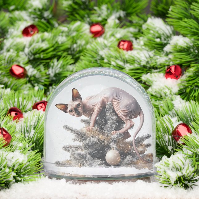 Naughty Sphynx Christmas Cat Snow Globe (Christmas)
