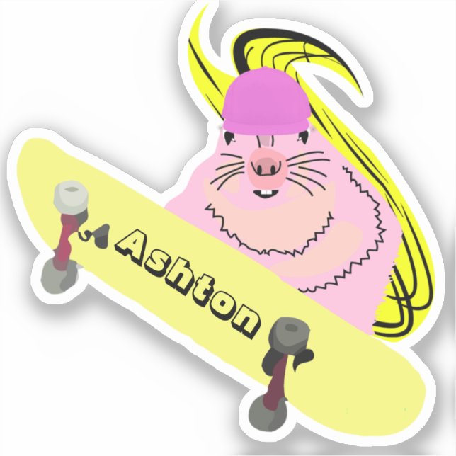 Naughty Squirrel #1001 Custom Name Skate Sticker (Front)