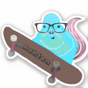 Naughty Squirrel #1012 Custom Name Skate Sticker