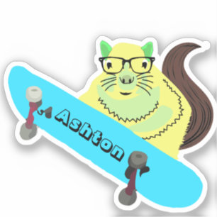 Naughty Squirrel #1019 Custom Name Skate Sticker