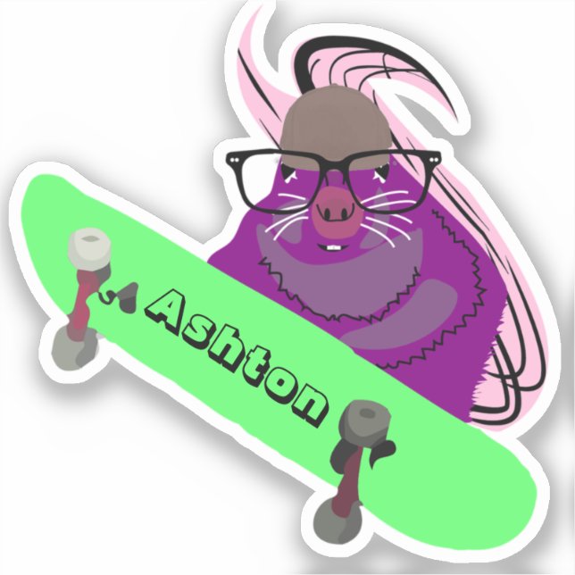 Naughty Squirrel #1024 Custom Name Skate Sticker (Front)
