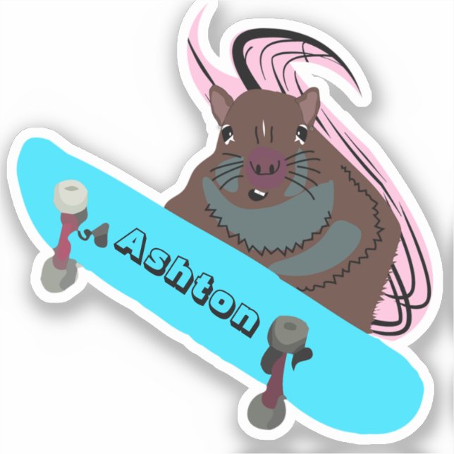Naughty Squirrel #1028 Custom Name Skate Sticker (Front)