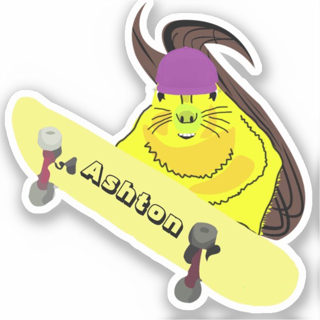 Naughty Squirrel #1029 Custom Name Skate Sticker (Front)