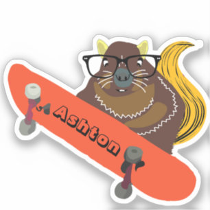 Naughty Squirrel #1033 Custom Name Skate Sticker