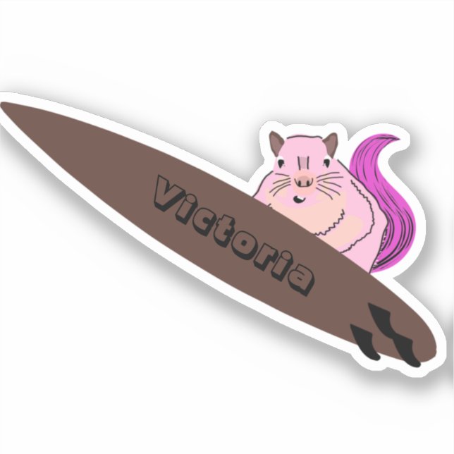 Naughty Squirrel #1071 Surfing Sticker (Front)