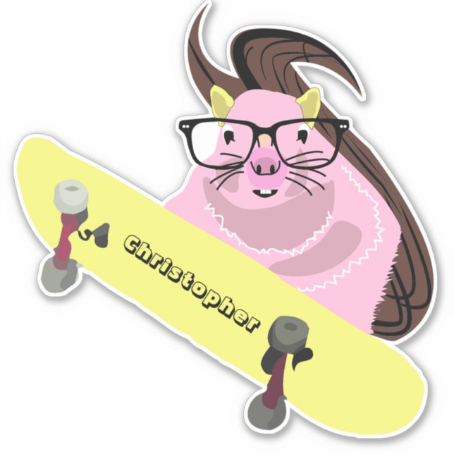 Naughty Squirrel #108 Skateboarding Sticker (Front)