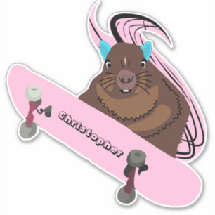 Naughty Squirrel #109 Skateboarding Sticker