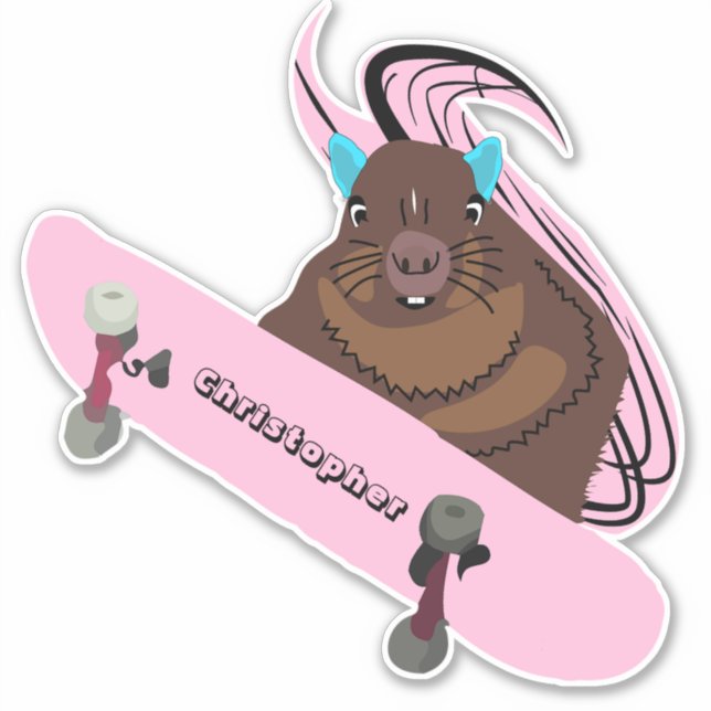 Naughty Squirrel #109 Skateboarding Sticker (Front)
