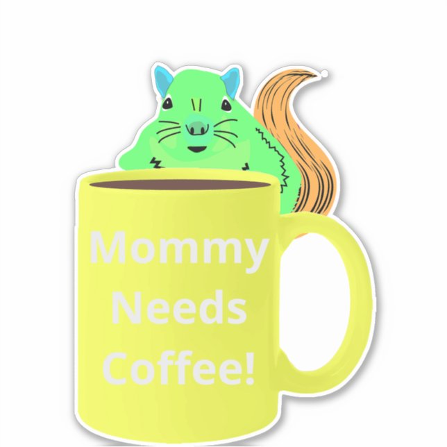 Naughty Squirrel #110 Coffee Cup Sticker (Front)
