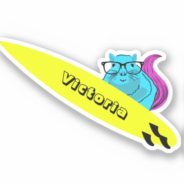 Naughty Squirrel #1144 Surfing Sticker (Front)