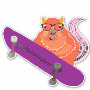 Naughty Squirrel #114 Skateboarding Sticker