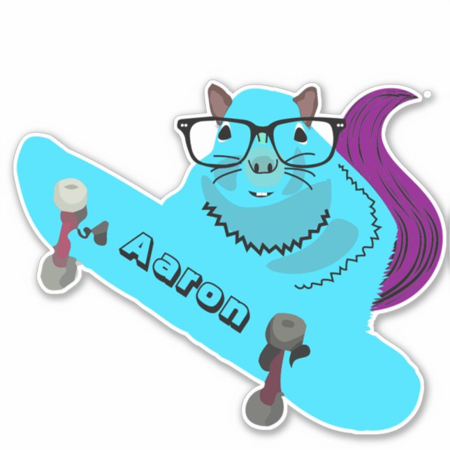 Naughty Squirrel #114 Skateboarding Sticker (Front)