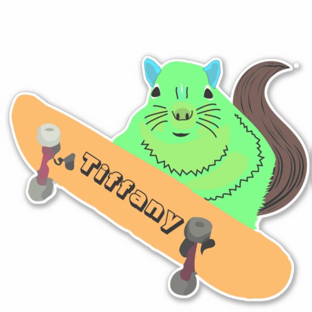 Naughty Squirrel #118 Girls Name  Sticker (Front)