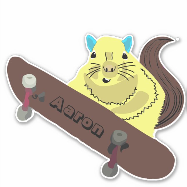 Naughty Squirrel #119 Skateboarding Sticker (Front)