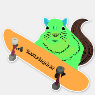 Naughty Squirrel #119 Skateboarding Sticker